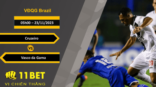 11BET Soi kèo Cruzeiro vs Vasco da Gama, 05h00, 23/11/2023